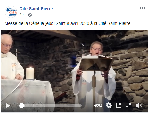 Jeudi Saint 2020 vidéo Facebook à Lourdes