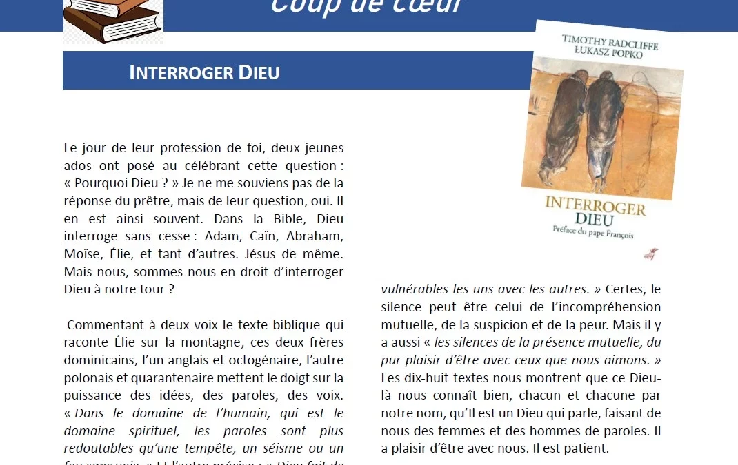 “Interroger Dieu” par Timothy Radcliffe et Lukasz Popko