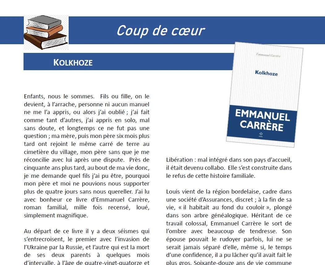 CARRÈRE, Emmanuel. Kolkhoze. P.O.L. 2025. 558 p. 24€