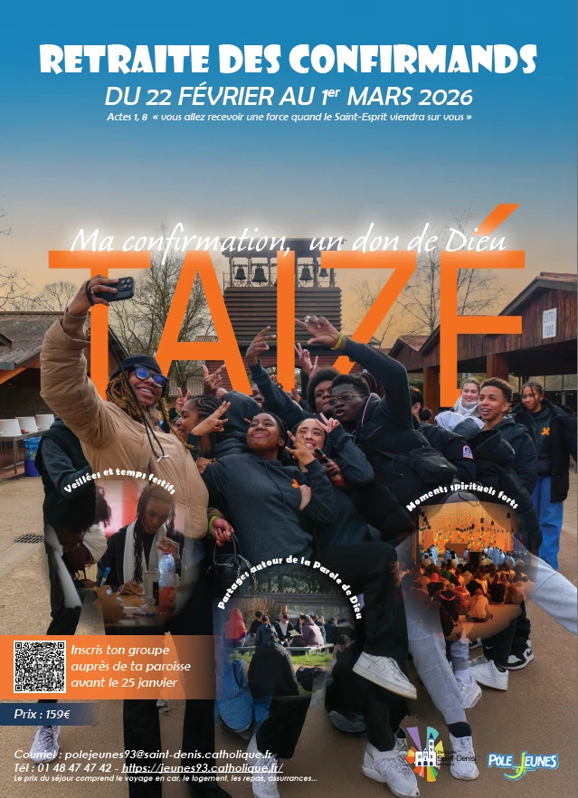 Affiche de la Retraite des confirmands du Diocèse de Saint-Denis à Taizé du 22 février au 1er mars 2026 - Crédit Pôle jeunes du Diocèse de Saint-Denis