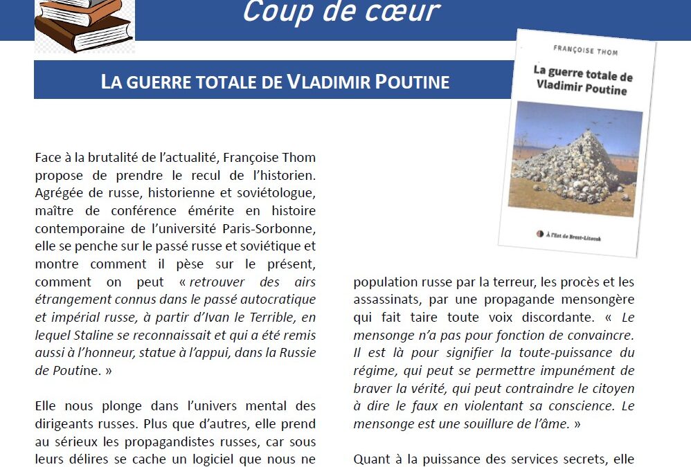 La guerre totale de Vladimir Poutine par Françoise Thom