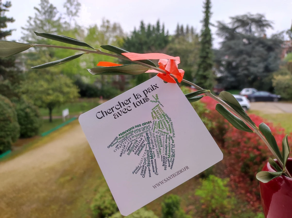 Rameaux d’olivier offert par Sant’ Egidio, paroisse de Montparnasse, le 29 mars 2026 – Crédit Florence Krasowski Rameaux d'olivier offert par Sant' Egidio, paroisse de Montparnasse, le 29 mars 2026 - Crédit Florence Krasowski