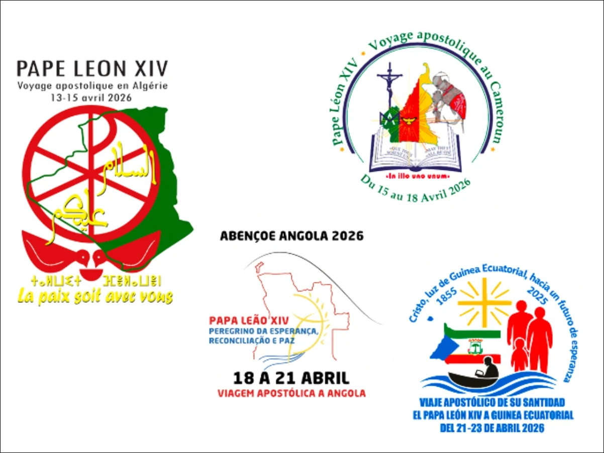 4 logos du voyage apostolique du pape Léon XIV en Algérie, au Cameroun, en Angola et en Guinée équatoriale, du 13 - 23 avril 2026 - Crédit Dicastère pour la Communication - Libreria Editrice Vaticana