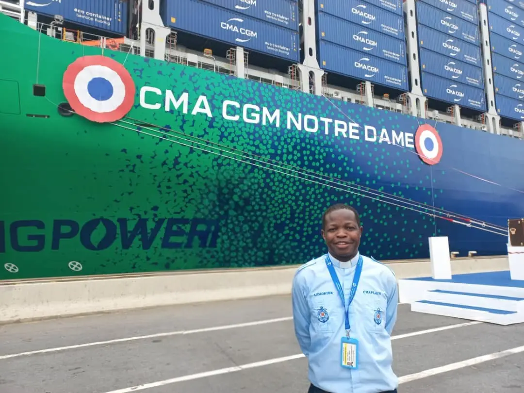 CMA CGM Notre-Dame : le plus grand porte-conteneurs français inauguré au Havre - Crédit Célestin Ikomba fc