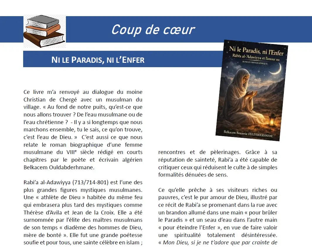 OULDABDERHMANE, Belkacem Bouasria. Ni le Paradis, ni l’Enfer. By Amazon 2026. 214 pages OULDABDERHMANE, Belkacem Bouasria. Ni le Paradis, ni l’Enfer. By Amazon 2026. 214 pages