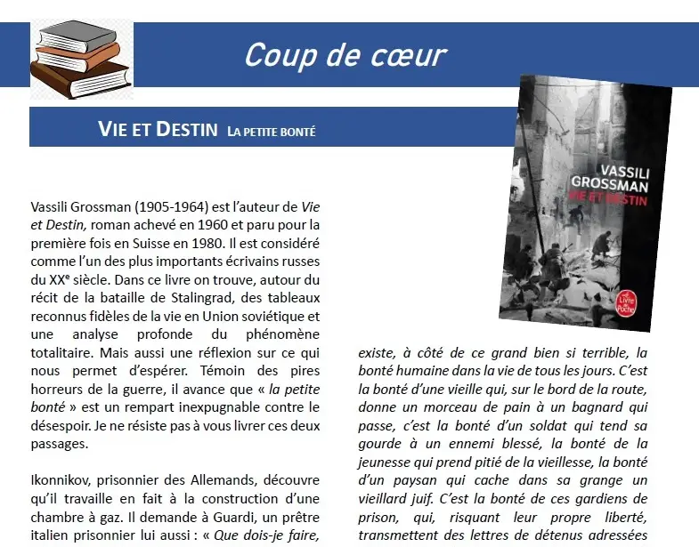 Vassili GROSSMAN. Vie et destin. Le Livre de Poche, 2023. 1430 pages - Fils de la Charité